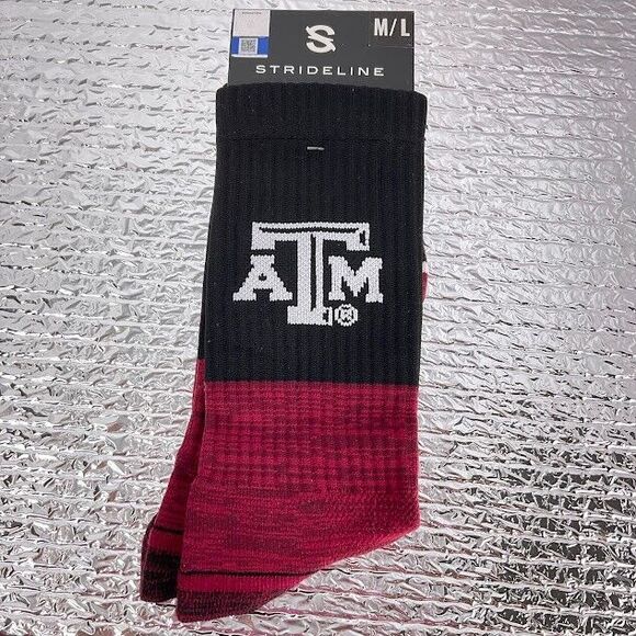 2 Pair Texas A&M Aggies Socks Strideline Crew Knit University NCAA Athletic Wear - Picture 9 of 12